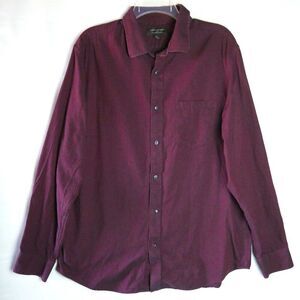 Banana Republic Men's Size L Lightweight Flannel Shirt Burgundy Long Sleeve